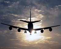 A U.S. Air Force KC-135 Stratotanker aircraft prepares to land at the Transit Center at Manas, Kyrgyzstan, Aug. 22, 2013.