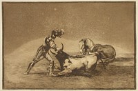 Espanjalainen ratsastaja tappaa härän menetettyään hevosensa, 9, 1815 - 1816, by Francisco de Goya