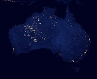Australia nigh light map. View public domain image source here