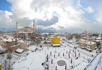 Snowy Istanbul, winter city view. View public domain image source here