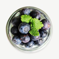 Blueberries in jar collage element psd