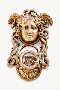 Vintage Medusa door knocker isolated psd