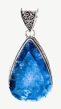 Shiny blue stone pendant jewelry isolated psd 