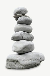 Zen stacked stones collage element psd