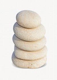 Stacked white stones isolated image on white