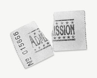 Ripped old admission stamp isolated psd 