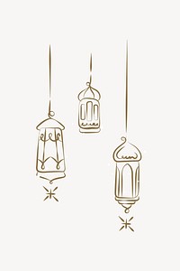 Aesthetic hanging Ramadan lanterns clipart vector