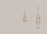 Hanging lanterns doodle, Ramadan clipart vector