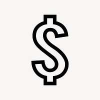 Dollar sign icon, line art design vector