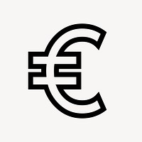 Euro currency sign icon, line art graphic vector