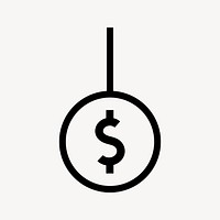 Dollar currency sign icon, line art graphic vector