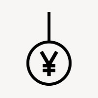 Yen currency sign icon, line art graphic vector