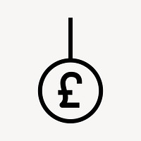 Pound currency sign icon, line art graphic vector