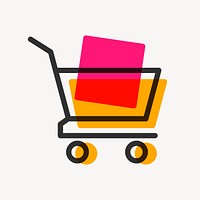 Shopping cart icon, line art design vector