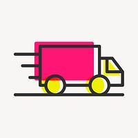 Delivery truck icon, line art graphic vector