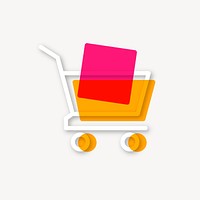 Shopping cart icon, line art design vector