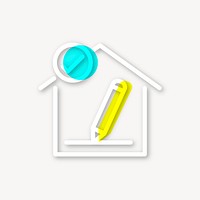 Homeschooling icon, line art graphic vector