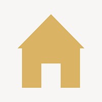 Home icon, gold flat graphic vector