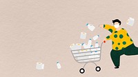 Grocery hoarding shopping background, Covid-19 pandemic illustration