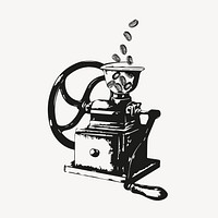 Vintage coffee grinder collage element psd