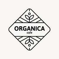 Organic cafe logo, black and white botanical design  vector