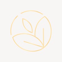 Gold leaf logo element, health & wellness vector