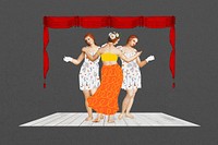 Raphael's Three Graces background, musical theatre collage, remixed by rawpixel