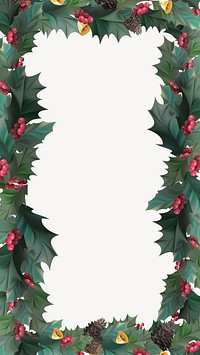 Christmas iPhone wallpaper, holly berry frame illustration