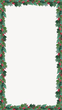 Christmas frame, festive iPhone wallpaper, holly berry frame illustration