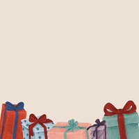 Christmas gift border background, cute beige design vector