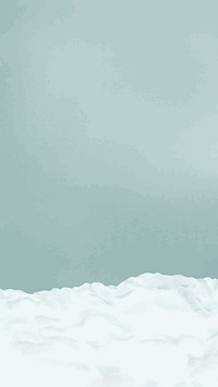 Winter aesthetic phone wallpaper, snow border background