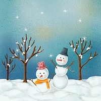 Christmas snowman background, festive Winter illustration psd