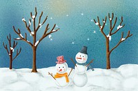 Christmas snowman background, festive Winter illustration psd