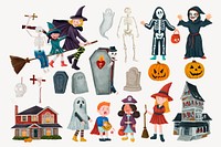 Festive Halloween, cute collage element set vector