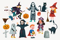 Festive Halloween, cute collage element set psd