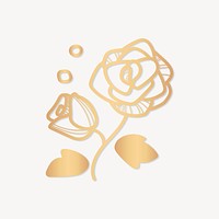 Gold rose collage element vector