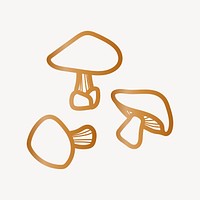 Gold mushroom collage element vector