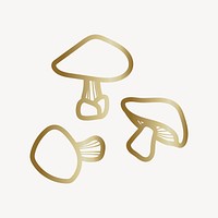 Gold mushroom collage element vector