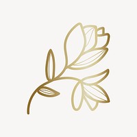 Golden flower collage element vector