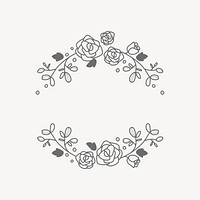 Floral frame collage element vector