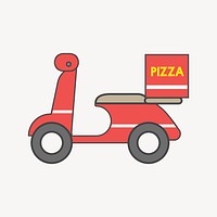 Pizza delivery scooter illustration vector