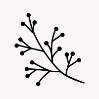 Black floral branch clipart vector