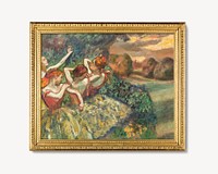 Vintage gold frame mockup psd, Four Dancers' Edgar Degas remixed by rawpixel