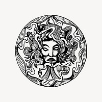 Medusa badge illustration. Free public domain CC0 image.