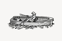Woman rolling the boat illustration. Free public domain CC0 image.