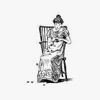 Victorian woman clipart, illustration. Free public domain CC0 image.