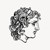 Greek marble head of man clipart vector. Free public domain CC0 image.