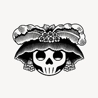 Mexican skull clipart, illustration. Free public domain CC0 image.