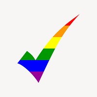 LGBTQ rainbow check mark clipart vector. Free public domain CC0 image.