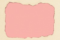 Beige ripped paper frame background, pink design psd